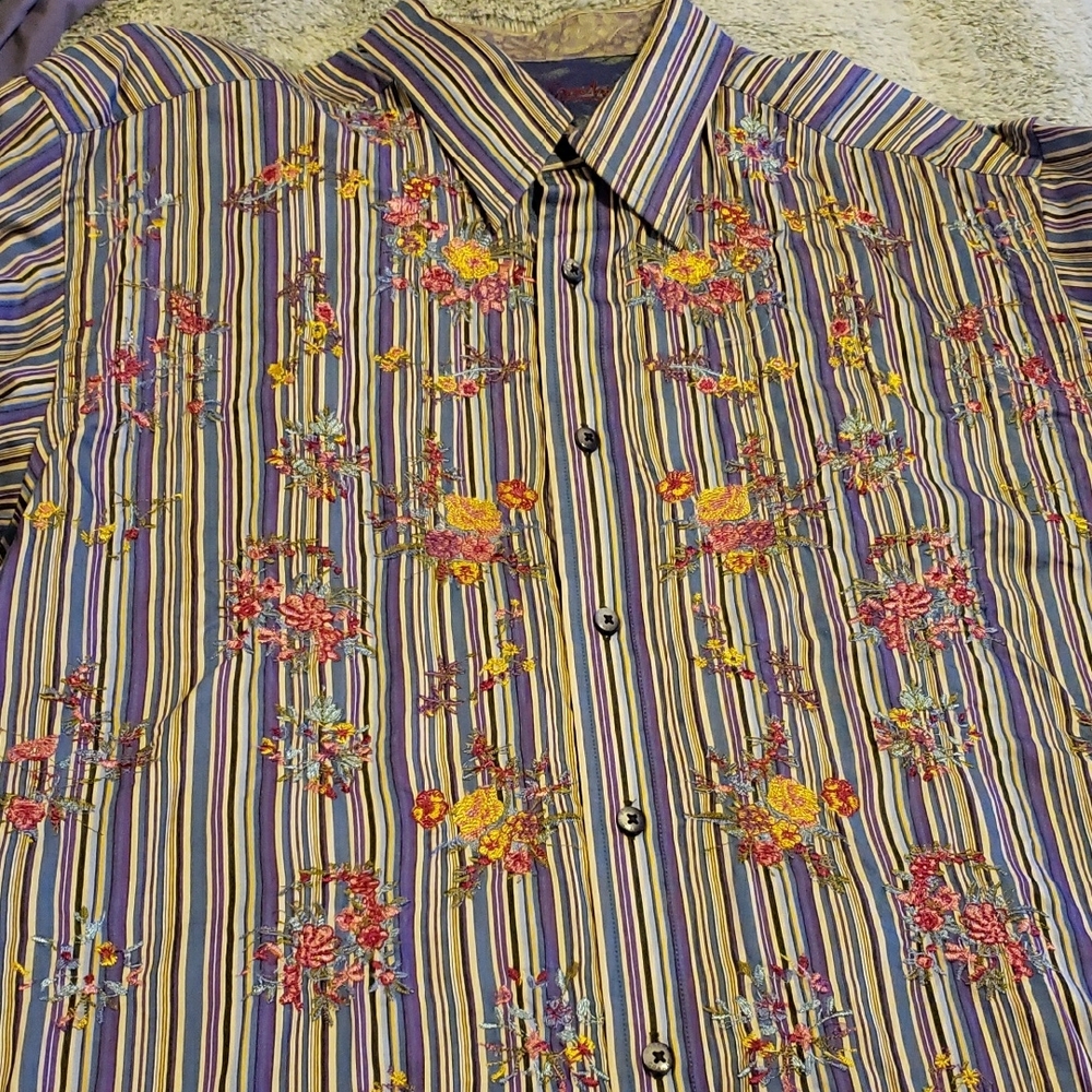 Robert Graham Blue and Purple Striped Dress Shirt - Picture 4 of 8
